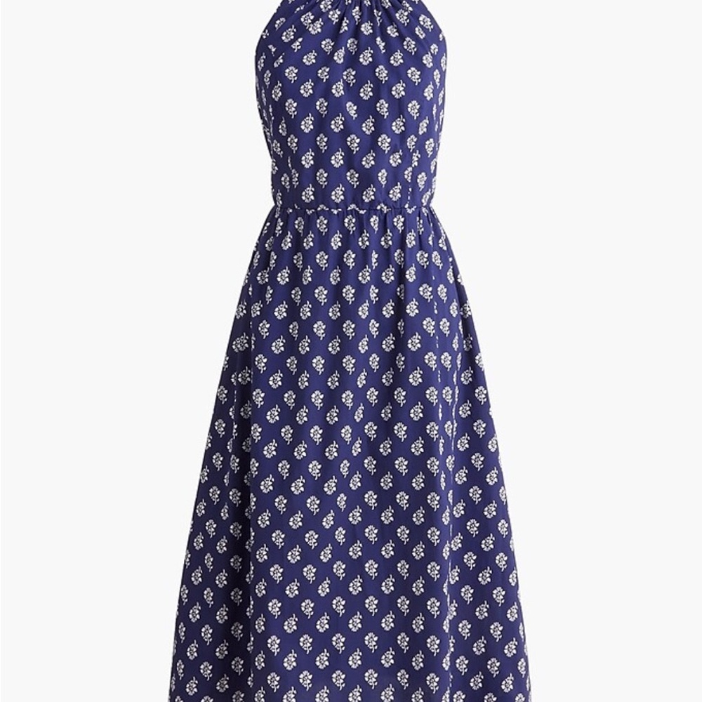 NWOT Strappy blue poplin halter dress with pockets